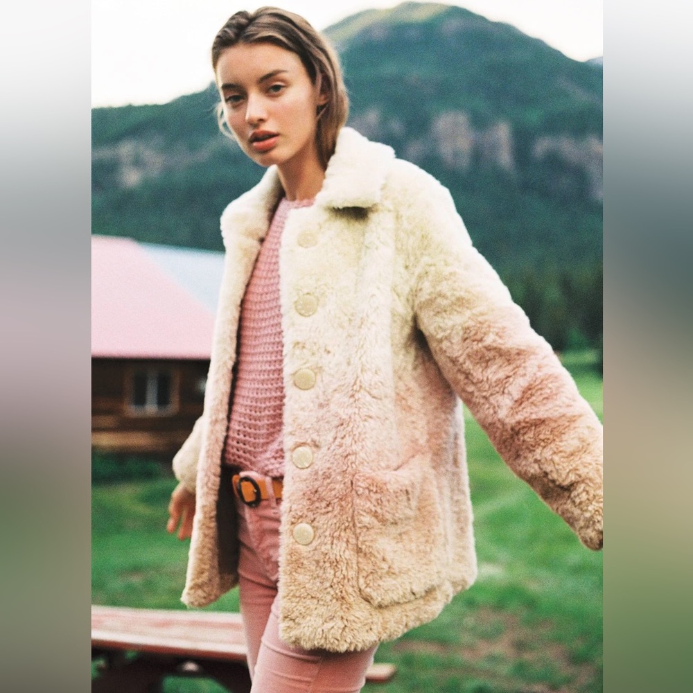 LIKE NEW!  ANTHROPOLOGIE FAUX FUR JACKET (L)
